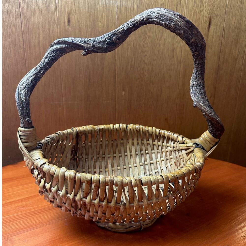 Vintage Vine Handle God's Eye Melon Basket - 15" x 14" x 9"